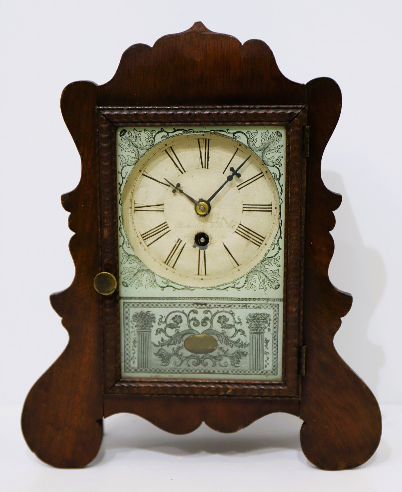 Brewster Manufacturing Co. miniature scroll-front, 1852-1854. — Antique Clocks Price Guide