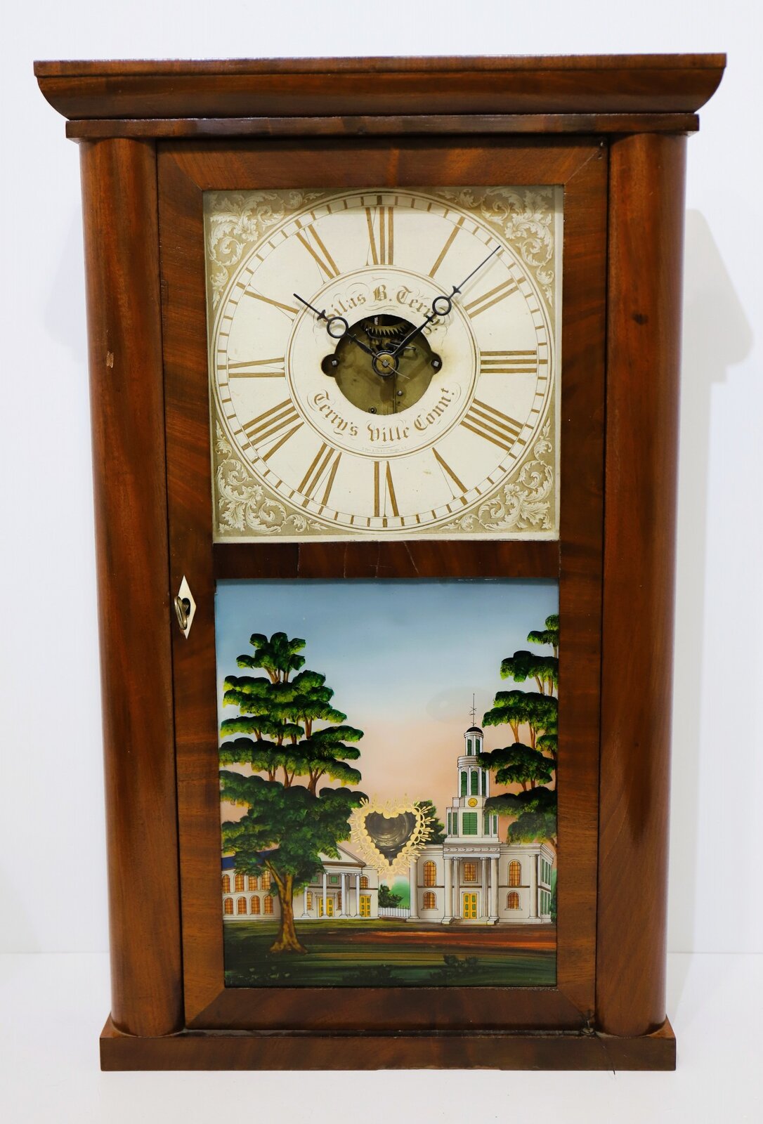 Silas B. Terry 30-hour round-sided shelf clock, ca. 1842. — Antique Clocks Price Guide