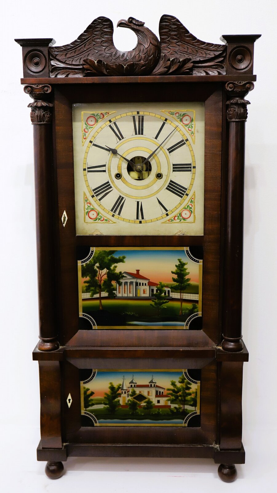 Forestville Mfg. Co. “Improved Eight Day Brass Clock” (triple decker), 1835-1839. — Antique Clocks Price Guide