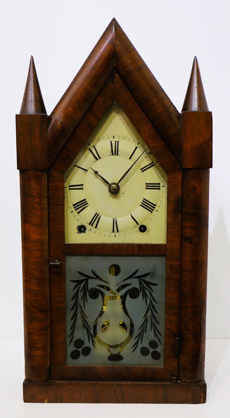 Brewster & Ingrahams Patent Eight Day Repeating Brass Clock (sharp gothic), 1845–1846. — Antique Clocks Price Guide