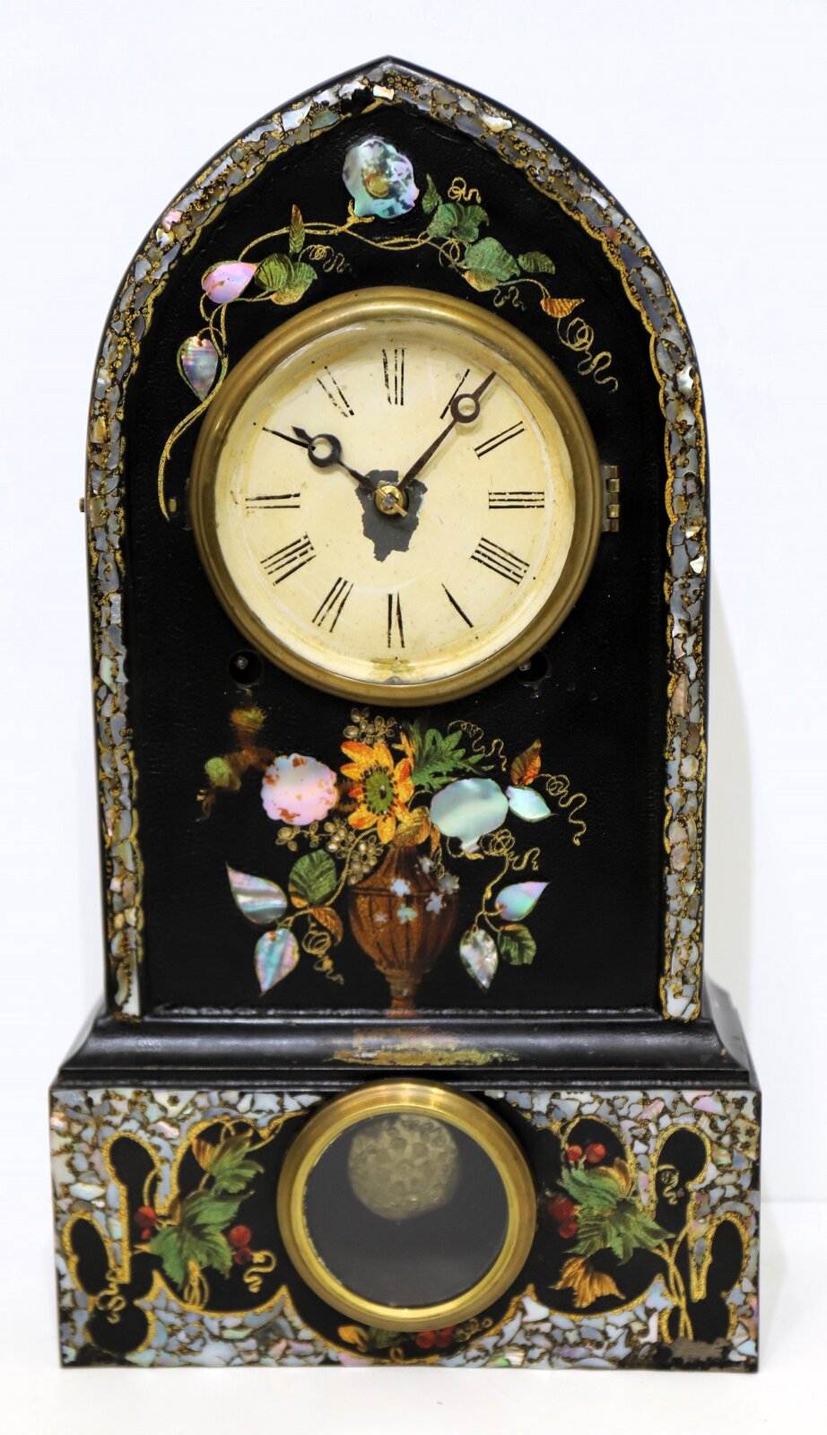 Terry & Andrews gothic iron case with MOP, 1842-1850. — Antique Clocks Price Guide