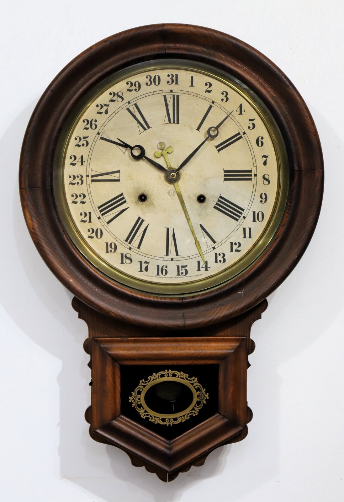 Ansonia Clock Co. “Round Drop Calendar”, ca. 1920. — Antique Clocks Price Guide