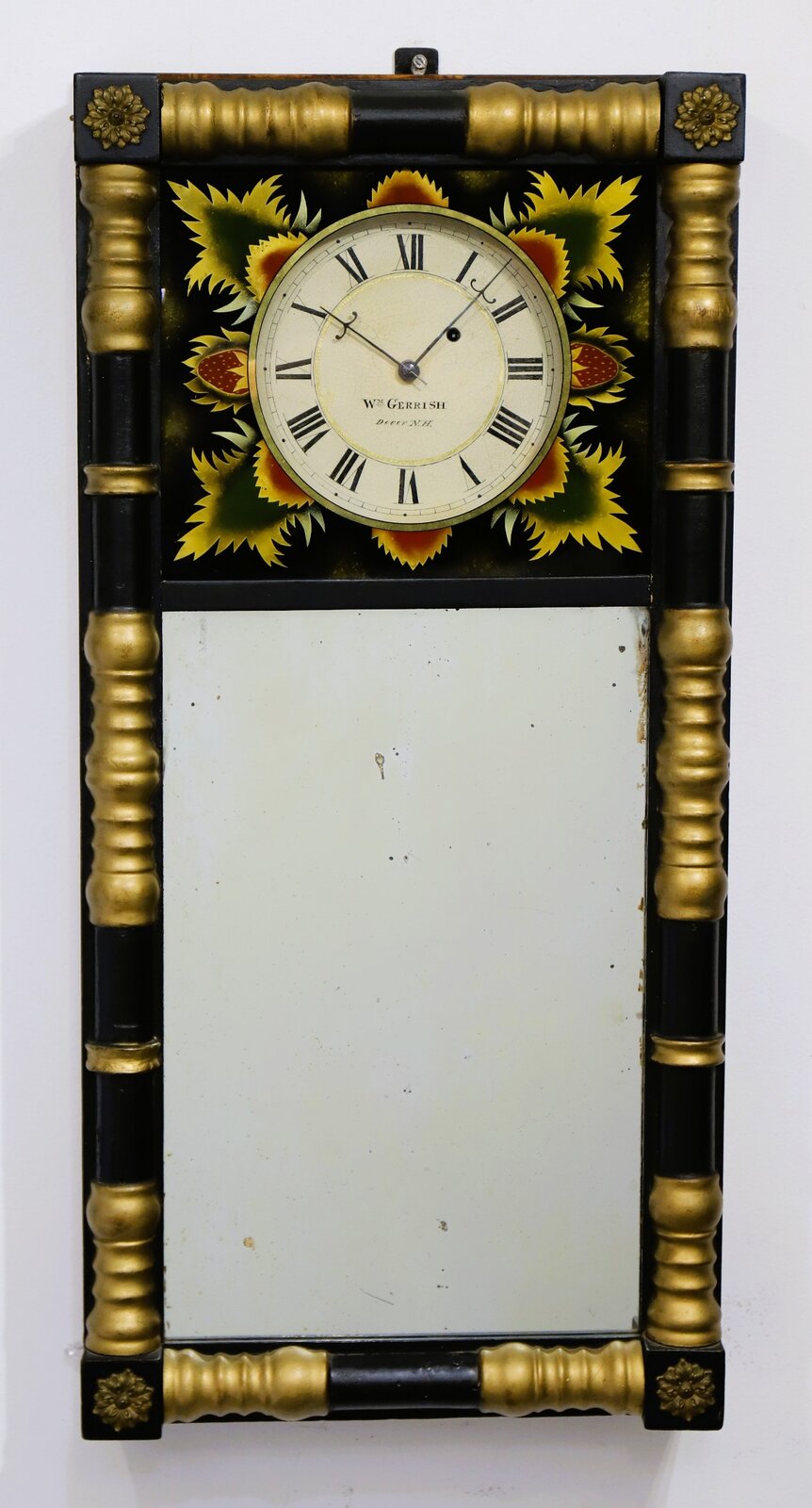 Wm. Gerrish New Hampshire mirror clock, 1827. — Antique Clocks Price Guide