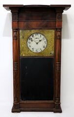 Asa Munger empire flat-top (ironing board) shelf clock, 1818-1825.