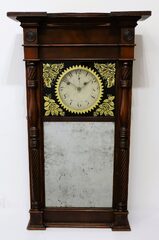 Asa Munger empire flat-top (ironing board) shelf clock, 1818-1825.