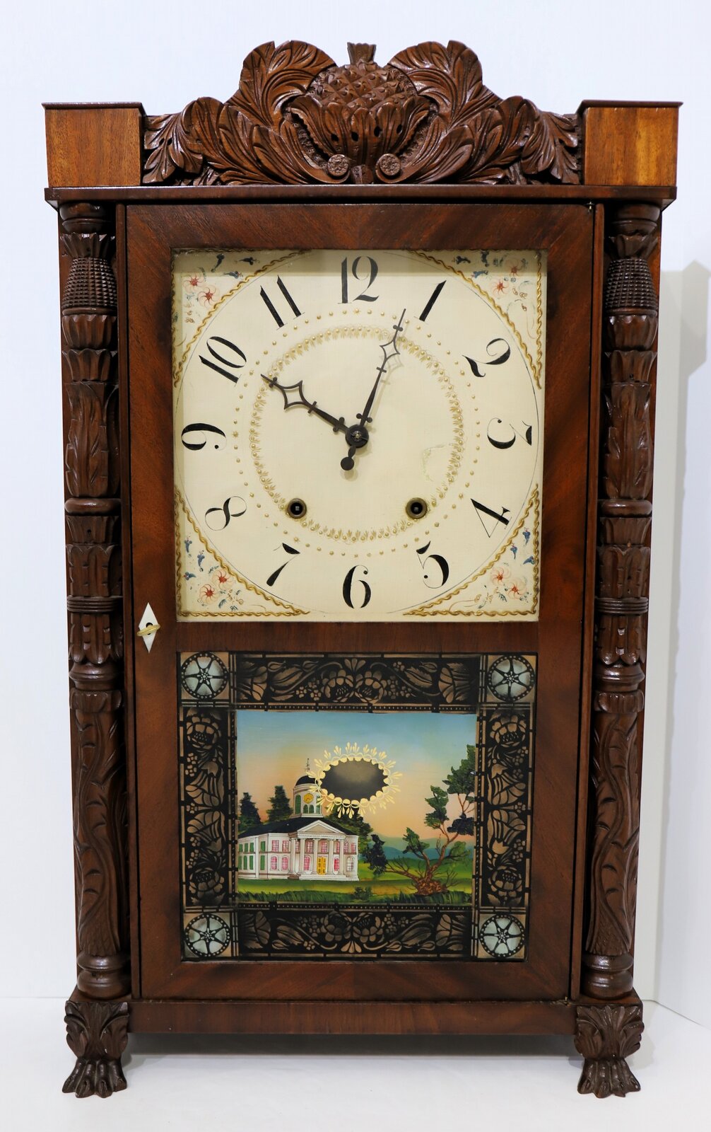 Eli Terry & Son carved column & splat shelf clock, 1831-1833. — Antique Clocks Price Guide