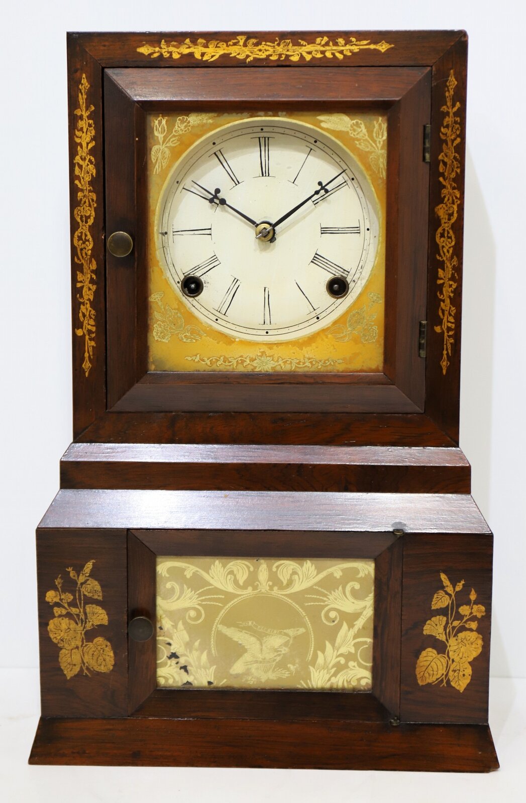 Atkins Clock Co./Forestville Mfg. Co. stenciled shelf clock, ca. 1860. — Antique Clocks Price Guide