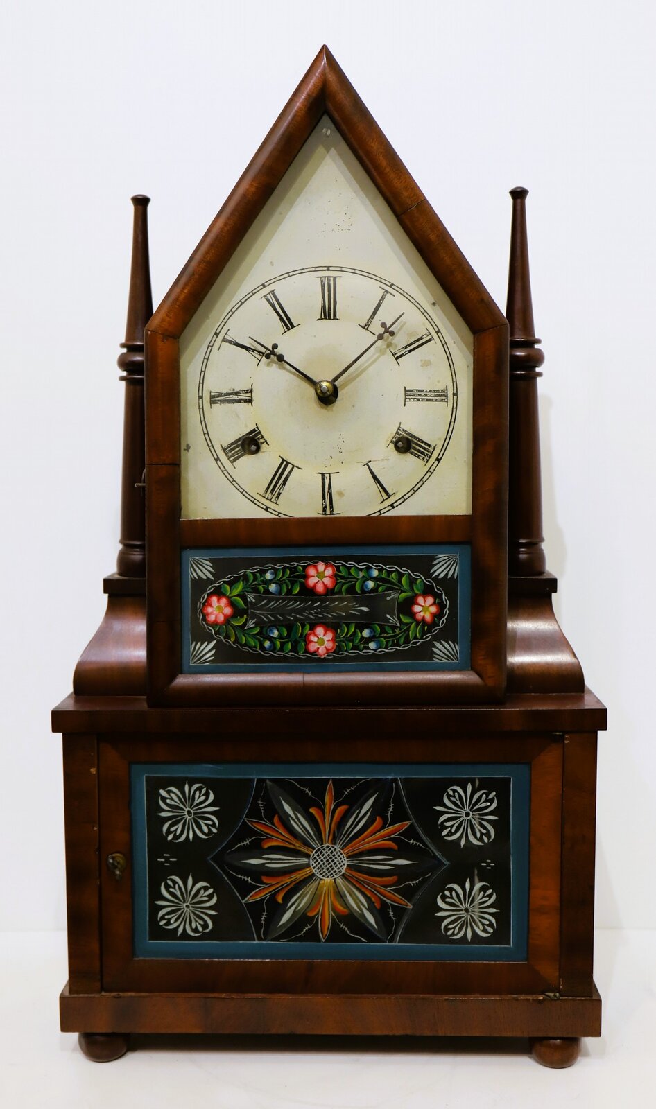 Birge & Fuller candlestick double-steeple with a 30-hour wagon-spring movement, 1844–1848. — Antique Clocks Price Guide