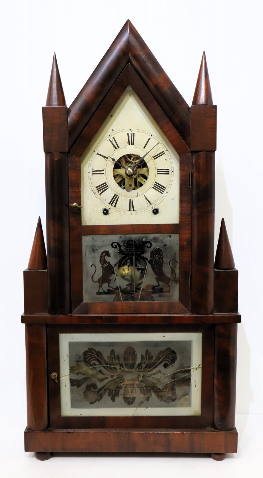 Birge & Fuller double-steeple with wagon spring movement, 1844-1848. — Antique Clocks Price Guide