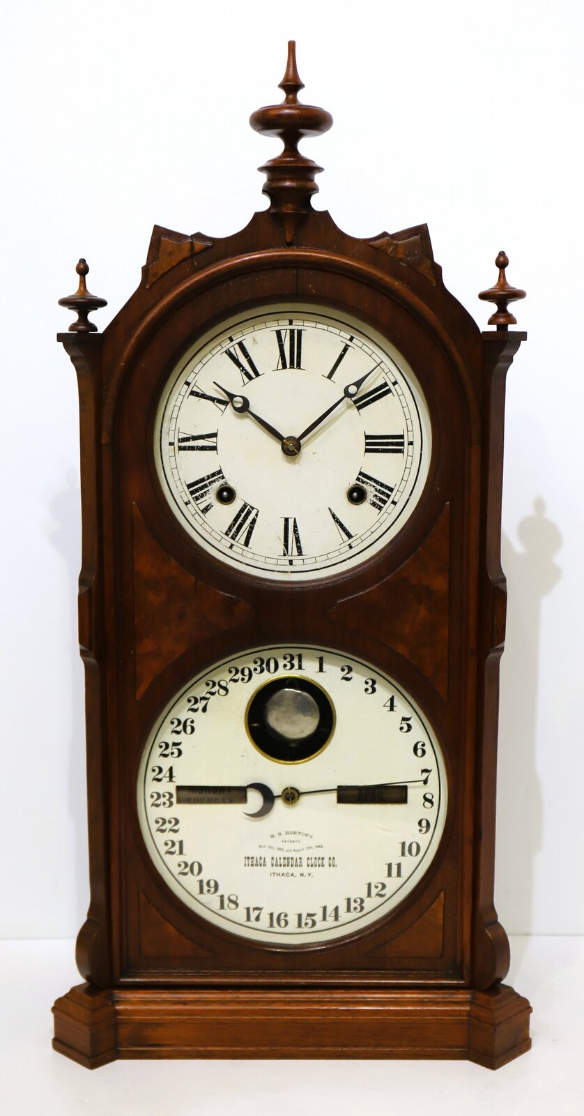 Ithaca Calendar Clock Co. “No. 9 Shelf Cottage”, 1877-1900.* An uncommon Ithaca in all-original condition. — Antique Clocks Price Guide