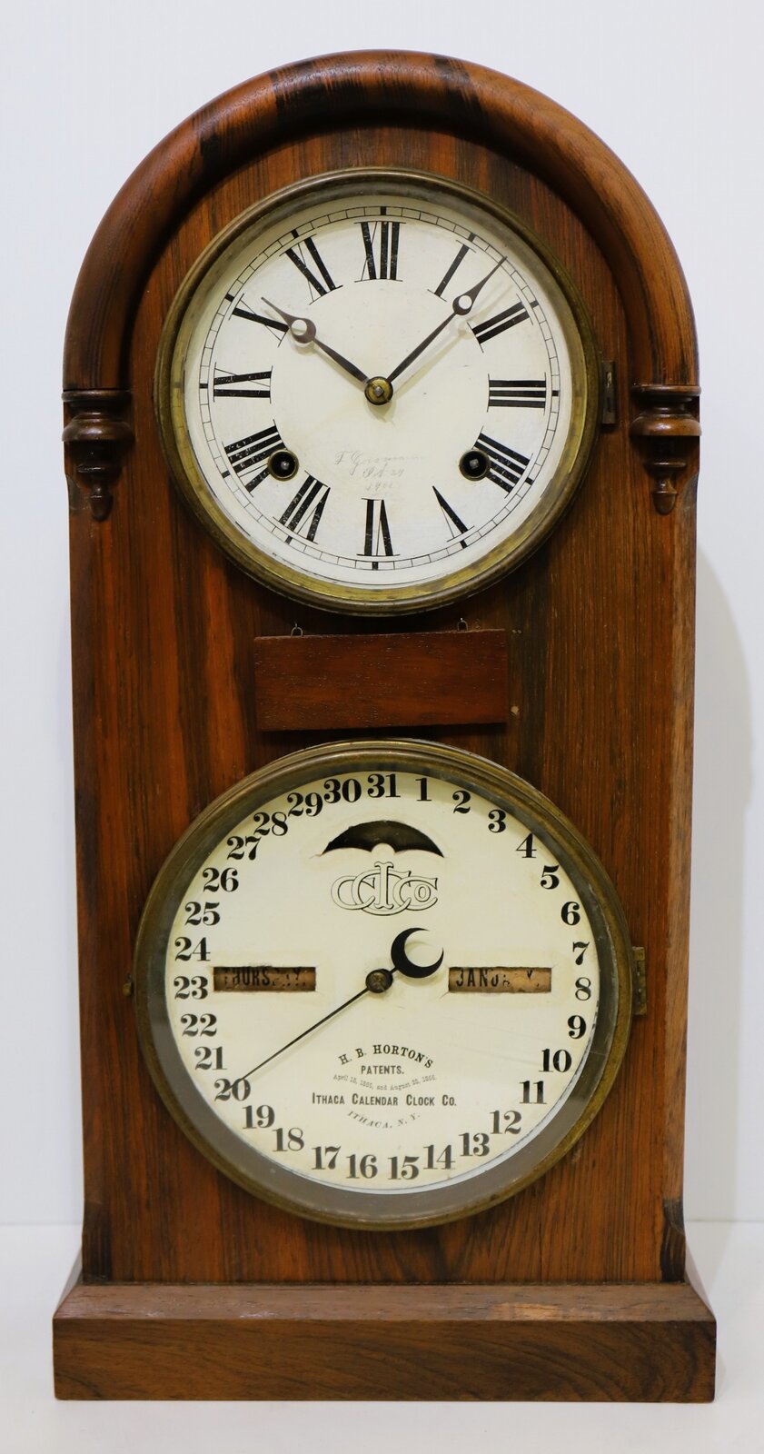 Ithaca Calendar Clock Co. “No. 5 Round Top”, 1873. — Antique Clocks Price Guide