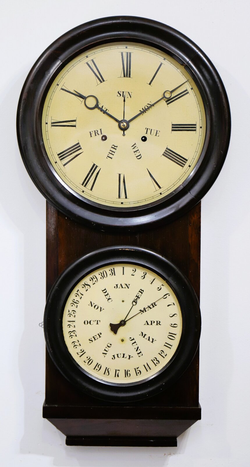 L.F. & W.W. Carter weight-driven calendar, 1862-1868. — Antique Clocks Price Guide