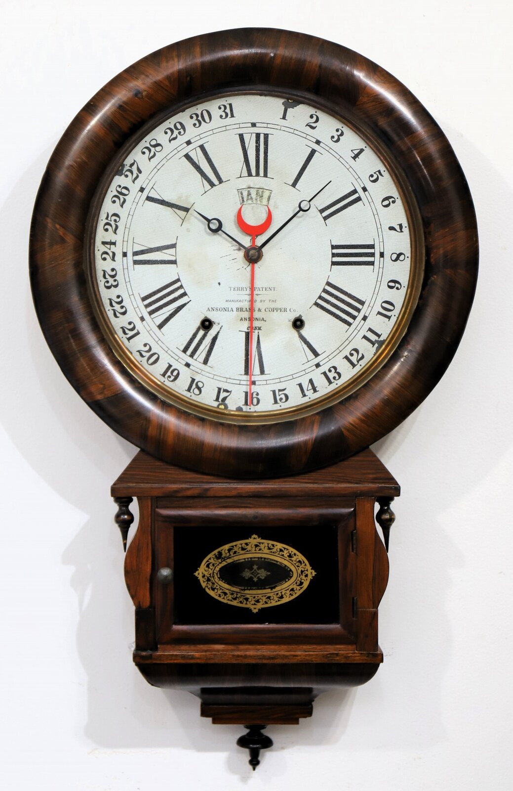 Ansonia Brass & Copper Co. “Drop Extra Calendar”, ca. 1883. — Antique Clocks Price Guide