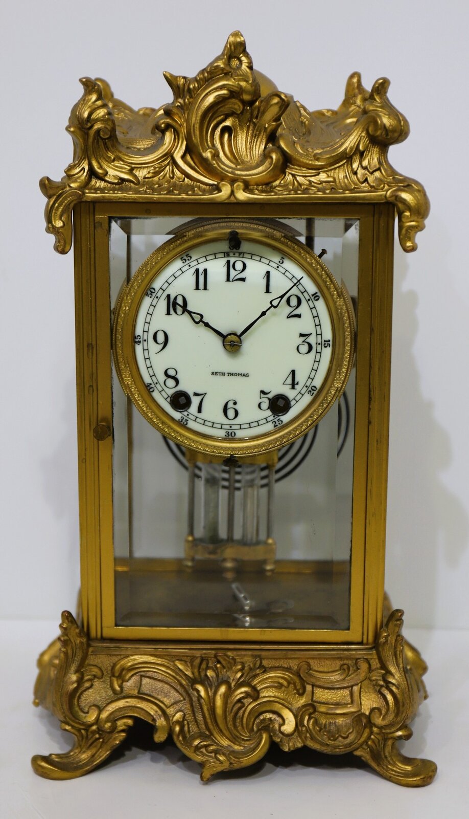 Seth Thomas Clock Co. “Empire No. 10” crystal regulator, ca. 1904. — Antique Clocks Price Guide