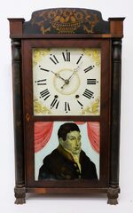 Hopkins & Alfred column & splat shelf clock, 1831-1839.