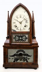 Birge & Fuller round gothic double-steeple with wagon-spring movement, 1844-1848.