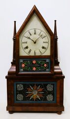 Birge & Fuller candlestick double-steeple with a 30-hour wagon-spring movement, 1844–1848.