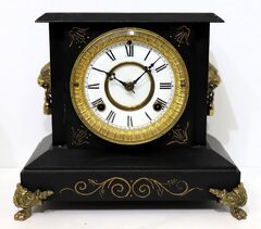 Waterbury Clock Co. “Atlas” enameled iron case, ca. 1893.