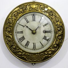 Marine Clock Manufacturing Co. brass gallery clock, 1847-1872.
