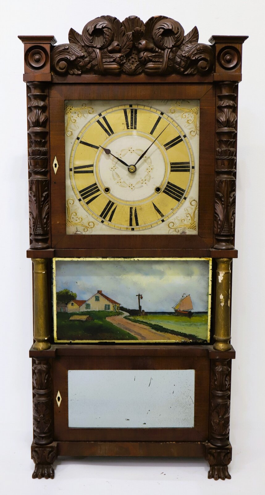 Birge, Case & Co. “Patent Brass Eight Day Clock” (triple decker), 1833-1835. — Antique Clocks Price Guide