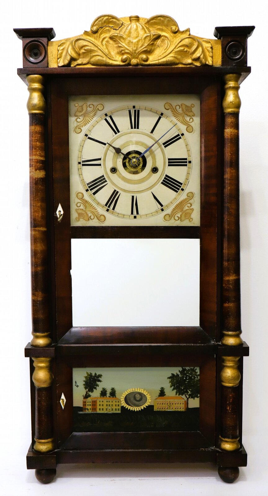 Forestville Mfg. Co. “Improved Eight Day Brass Clock” (triple decker), 1835-1839. — Antique Clocks Price Guide