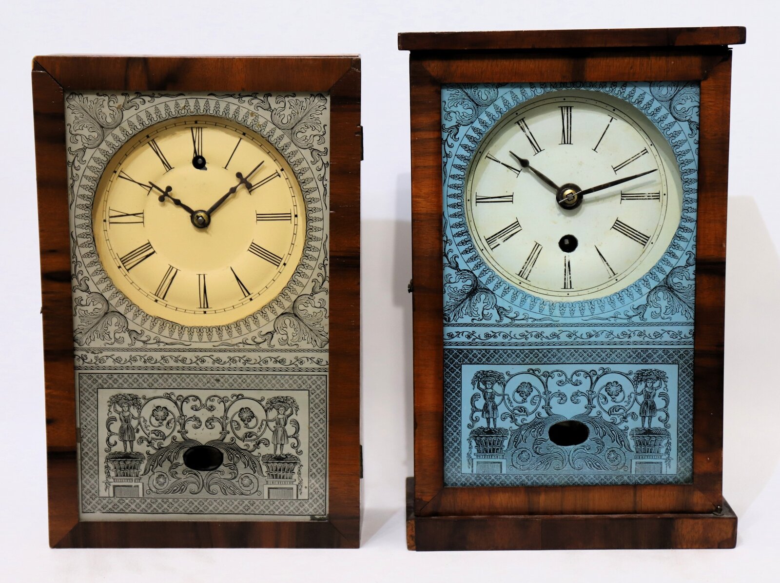Two “cigar box” clocks, ca. 1850. — Antique Clocks Price Guide