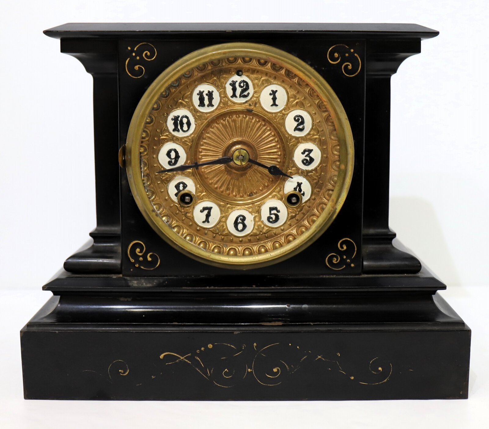 Ansonia Clock Co. “Lenox” enameled iron case, ca. 1904. — Antique Clocks Price Guide