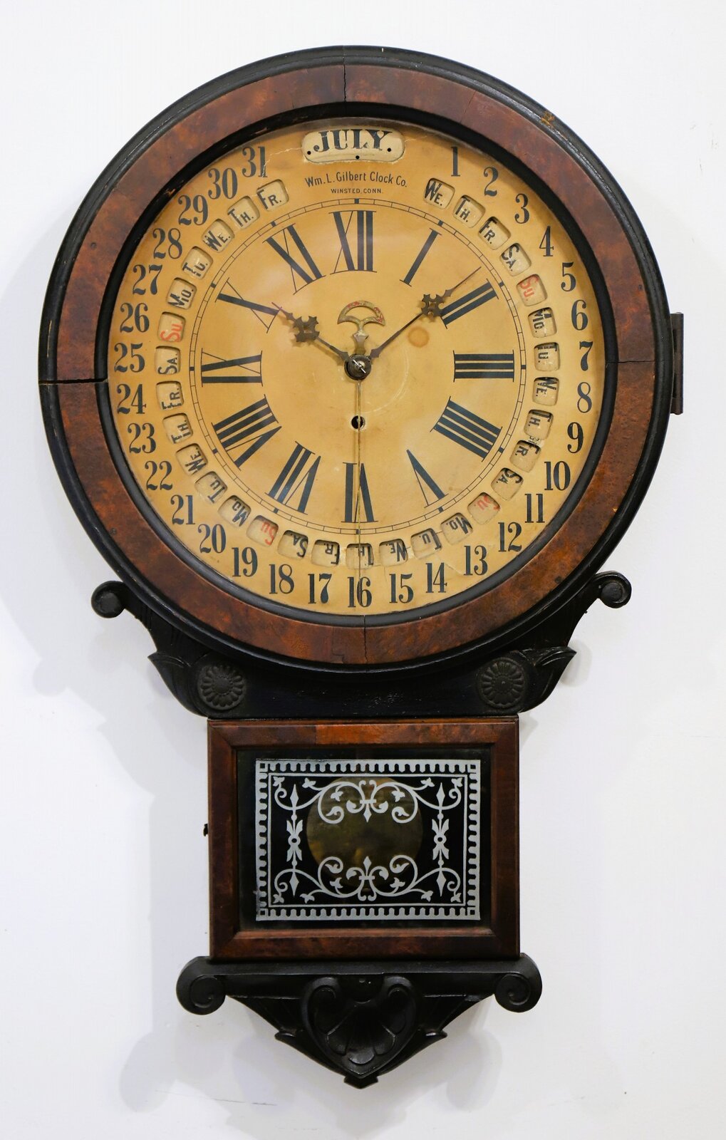 Wm L Gilbert Clock Co. “Office Drop Calendar”, ca. 1881. — Antique Clocks Price Guide