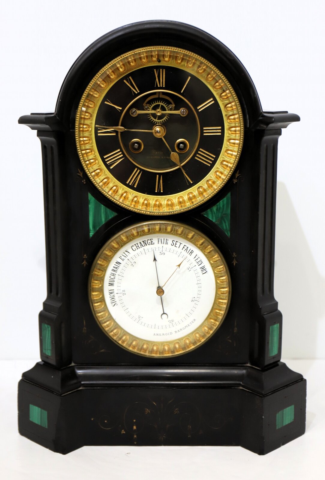 S. Marti et Cie double-dial black marble clock, ca. 1890. — Antique Clocks Price Guide