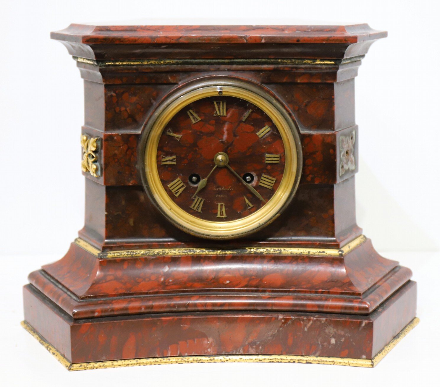 Japy Freres et Cie, red marble mantel clock, ca. 1860. — Antique Clocks Price Guide