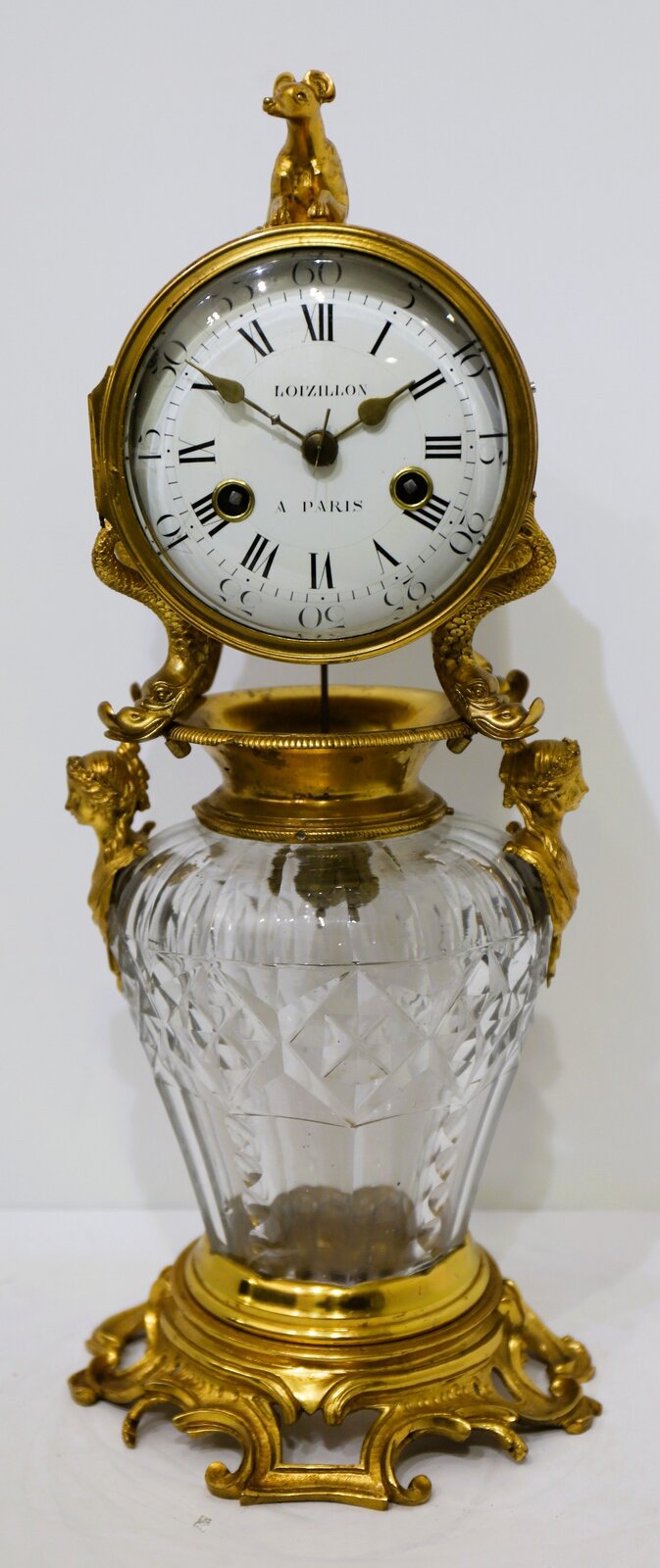 Loizillon crystal and brass table clock, ca. 1980. — Antique Clocks Price Guide