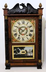 Atkins & Downs for George Mitchell, 30-hour carved column & splat shelf clock, 1833-1837.