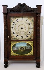 Riley Whiting carved column & splat shelf clock, 1828-1835.