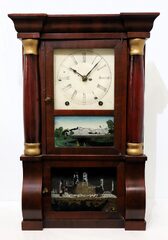Brewster Manufacturing Co.(?) miniature empire shelf clock, 1851-1855.