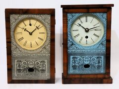 Two “cigar box” clocks, ca. 1850.