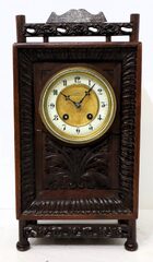 French wooden shelf clock, ca. 1900.