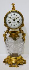 Loizillon crystal and brass table clock, ca. 1980.