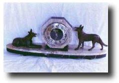 Marble clock with German Shepards, circa 1930 — Antique Clocks Price Guide