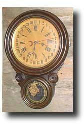 E. Ingraham Round Drop Wall Calendar clock, circa 1870's — Antique Clocks Price Guide