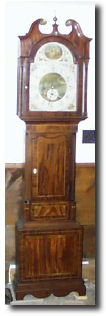 English 30 hour Mahogany Tallcase Clock with painted dial of hunting scene, early 19th century — Antique Clocks Price Guide
