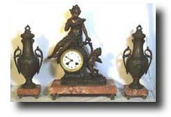 French Figural Clock Garniture with Covered Urns, c. 1890 — Antique Clocks Price Guide