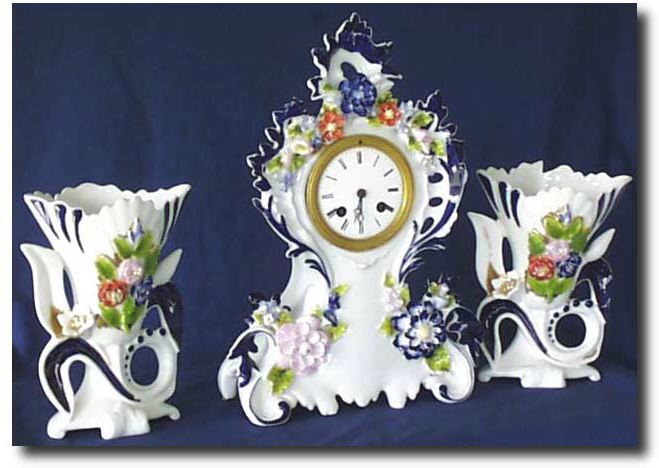French China Clock Set , circa 1890 — Antique Clocks Price Guide