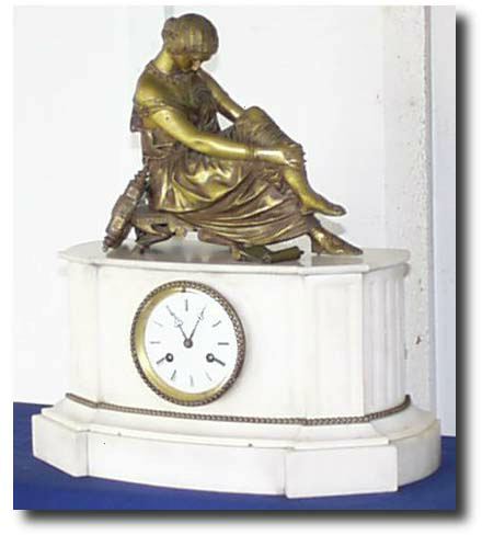 French White Marble and Bronze Firgural Clock, c. 1890 — Antique Clocks Price Guide