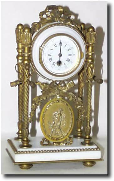 Marble and Bronze Portico Clock, c. early 1900's — Antique Clocks Price Guide