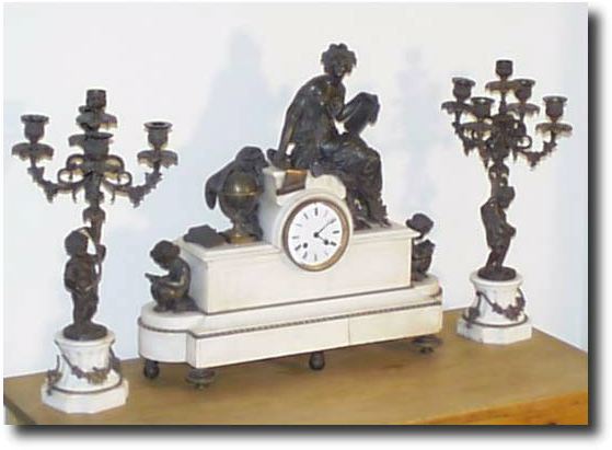 French Marble and Bronze Figural Garniture, c. 1900 — Antique Clocks Price Guide