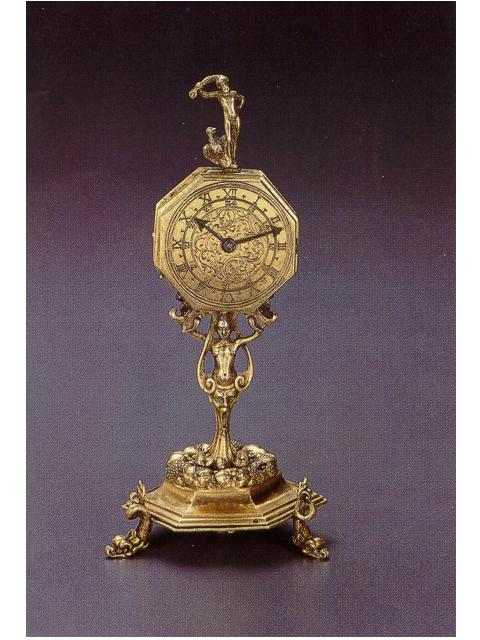 Gilt bronze monstrance table clock, German, circa 1620, the later movement by Jans. — Antique Clocks Price Guide