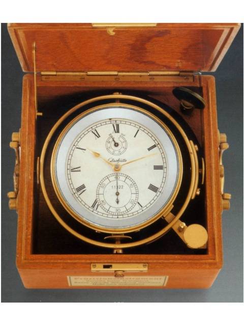 Fine, two-day marine box chronometer with 56-hour winding indicator and Guillaume balance. Glashuetter Uhrenbetriebe Glashuette/Sa. (GUB), No. 11322, circa 1940. — Antique Clocks Price Guide