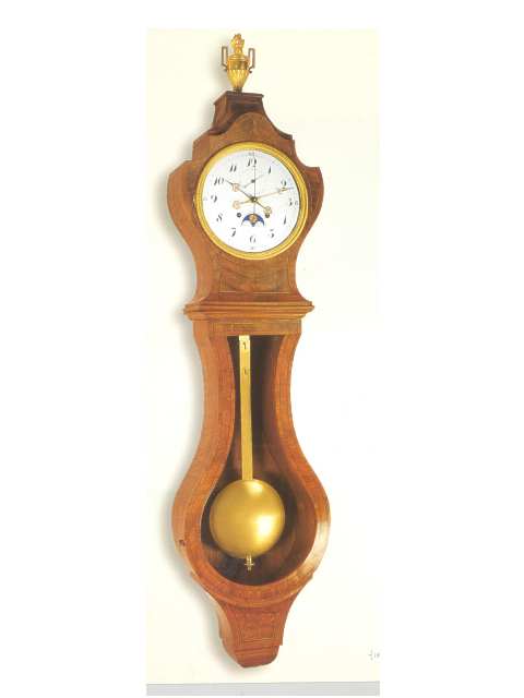 Astronomical eight day-going, center-seconds, hour and quarter striking, mahogany wall regulator "a violon". Probably Samuel Roy & Fils a Chaux de Fonds, circa 1810. — Antique Clocks Price Guide