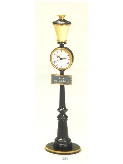 Fine and unusual eight day-going keyless table clock with alarm, designed as a street lamp. Jaeger, Paris, "Rue de la Paix", made in the 1960's. — Antique Clocks Price Guide