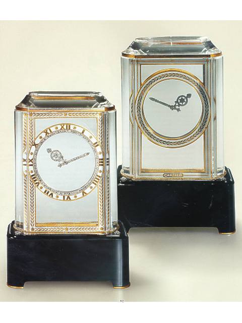 "Pendule Mysterieuse Modele A", 18K gold, onyx, rock crystal and diamond eight day-going Mystery clock. Cartier, Paris, made in 1919. — Antique Clocks Price Guide
